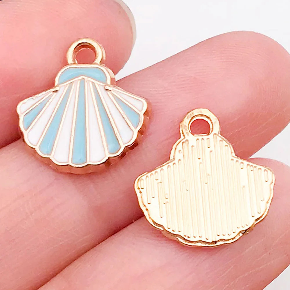 Hot Sale Natural Crafts Alloy Ocean Starfish Conch Seashell Enamel for DIY Nautical Jewelry Making Home Decoration