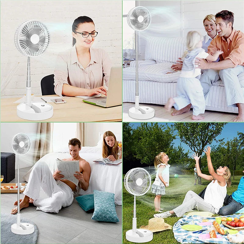 2024 Popular and Portable Usb Rechargeable Stand Folding Mini Fan Desktop Folding Fan