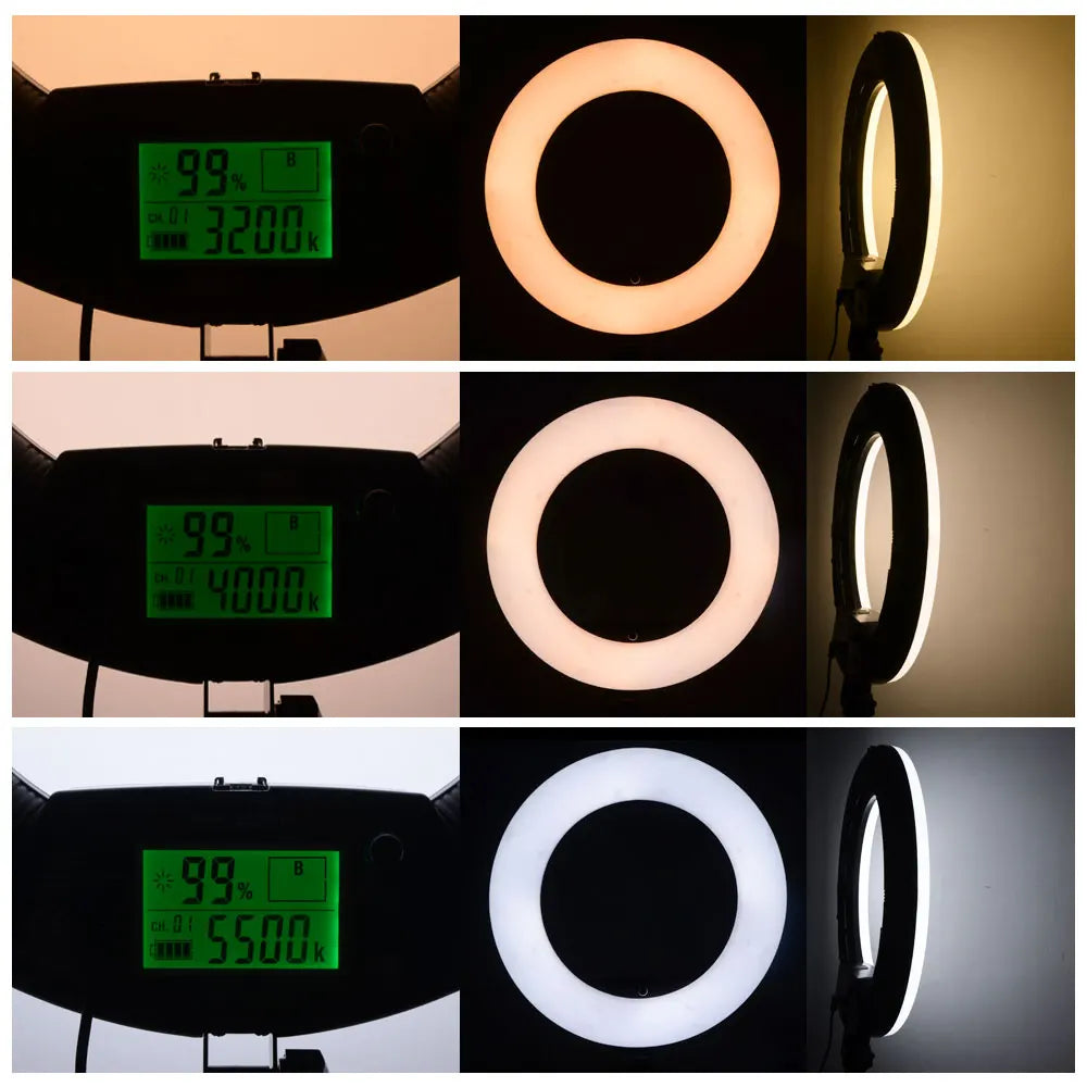 96W Yidoblo FE-480II Dimmable Bi-color Ring Light 480 LED Video Continue Lamp LCD Video lamp Lighting + 2m standing + handbag