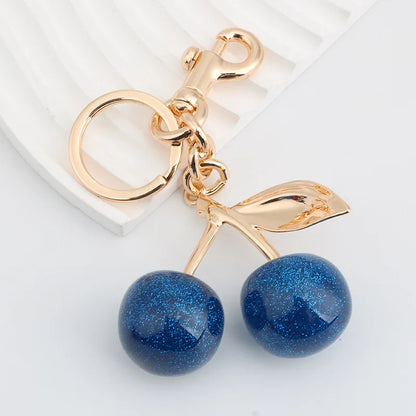 Cherry Bag Charm Fashion Accessories Golden Key Chain Glitter Resin Purse Charm for Bags