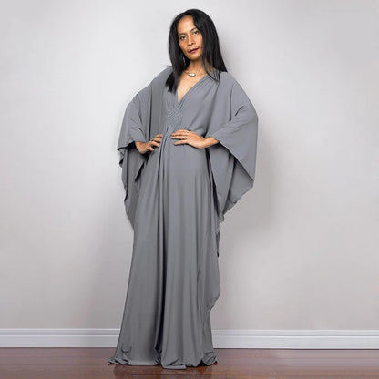 Trendy Design Knot Beach Maxi Dresses Solid V Neck Women Dress Clothing