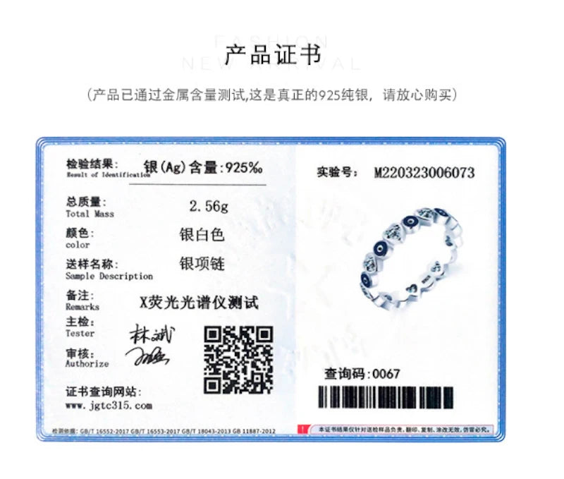 Wholesale 925 Sterling Silver Simple Style Heart-Shaped Zircon Enamel Blue Devil's Eye Rhodium Ring for Weddings & Parties