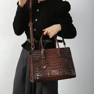 2026 New Women's Large Capacity Tote Bag Elegant Single Shoulder Oblique Straddle Zipper PU Fashionable Handbag Print Chain