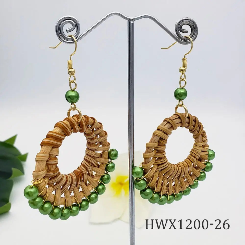 Kiribati Wholesale Hawaiian New Fashion Earrings Jewelry Braided Earrings With Colorful Pearl for Women Gift