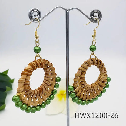 Kiribati Wholesale Hawaiian New Fashion Earrings Jewelry Braided Earrings With Colorful Pearl for Women Gift