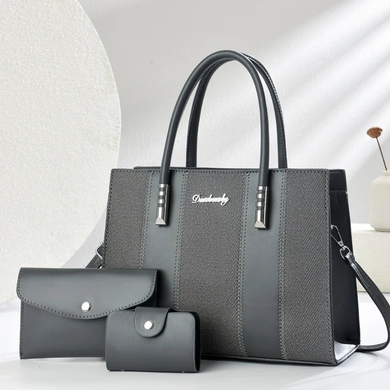 Fashion Splicing Three Piece Set Combination Bag, Single Shoulder Crossbody, Large Capacity Tote Bags for Women Handbags