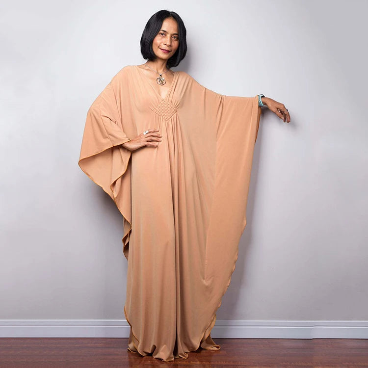 Trendy Design Knot Beach Maxi Dresses Solid V Neck Women Dress Clothing