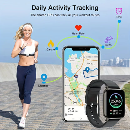 1.69" Touch Screen Smartwatch, a Fitness Tracker Featuring a Sleep Monitor and Step Counter,Supports 10 Sports Modes for Running