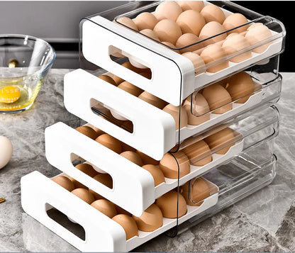 Kitchen Egg Storage Box Double Layered Drawer Style Egg Storage Rack Egg Dispenser Fridge Organizer Rack Organize