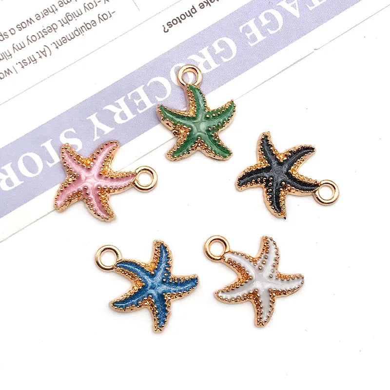 Hot Sale Natural Crafts Alloy Ocean Starfish Conch Seashell Enamel for DIY Nautical Jewelry Making Home Decoration