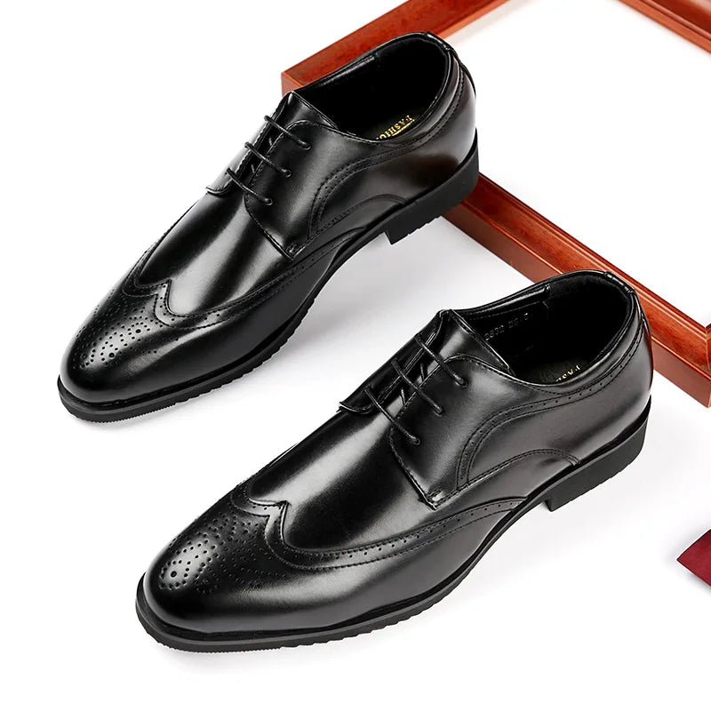 Brogue Pattern Classy Dress Shoes for Men Comfortable Wedding Occasion Men Formal Dress Shoes