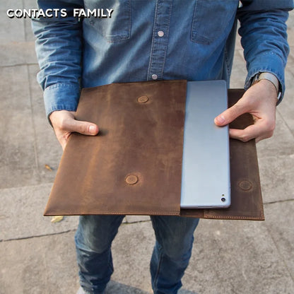 Genuine Leather Tablet Sleeve Case for iPad Pro 12.9 2020-2021 MacBook 12-inch Galaxy Tab 12-inch Premium Laptop Bags & Covers