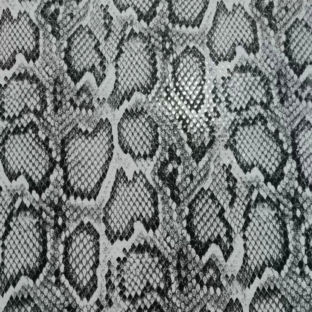 A-4109 PU Artificial Snake Skin Print Glossy Fabric Eco-Friendly Synthetic Leather for Bags Sofa Customization for Furniture