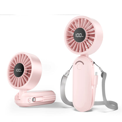 Multifunction Handheld Fan 4500mAh Power Bank Function Foldable Design 5 Speed Wind for Travel Camping and Daily Use