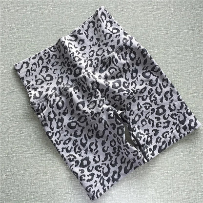 Newly Designed Leopard Print High Waist Elastic Waist Yoga Shorts Plus Size Quick Drying Women's Seamless Sports Shorts