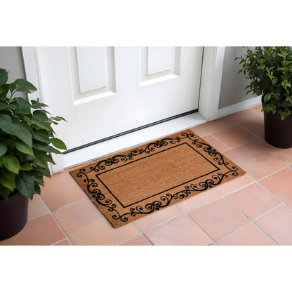 HMS 18\" X 30\" Brown and Black Coir Scrollwork Outdoor Door Mat Interior Accessories