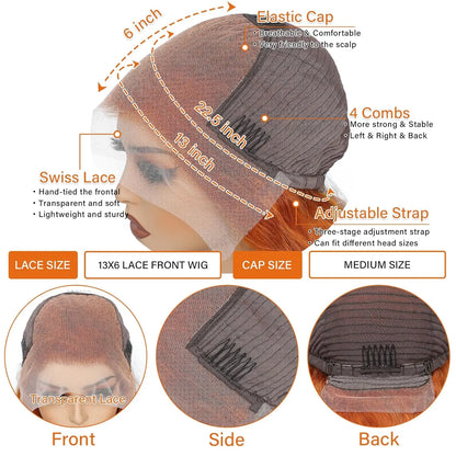 Orange Ginger 13x6 Hd Glueless Lace Front Human Hair Wig Lace Frontal  Colored Body Wave Human Hair Wigs for Black Women