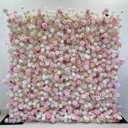 3d Roll up Wedding Event Floral Artificial Rose Flower Wall Decor for Garden Backdrop Home Party Decoration