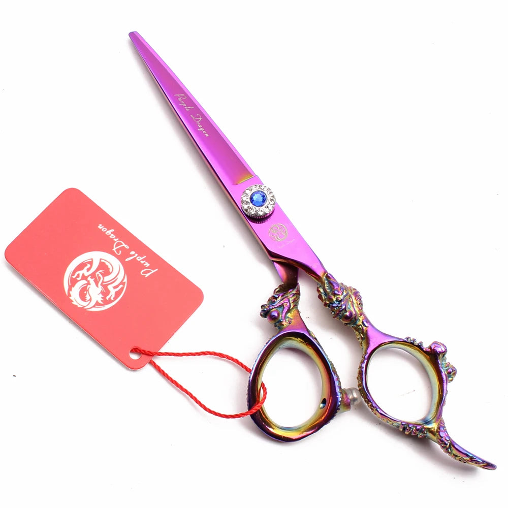 Hair Scissors 5.5" 6.0" 440C Purple Dragon Hairdressing Scissors Cutting Shears Hair Thinning Shears Professional Scissors Z9004