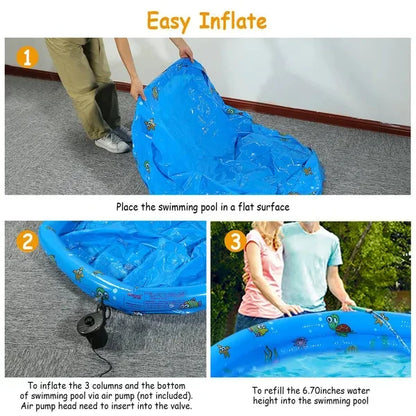 51x13-Inch Durable Foldable Swim Ball Pool FCJ Large Inflatable Family Swimming Pool for 3 Kids Easy to Blow up