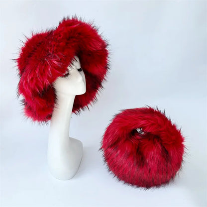 Y2k Hot Girls Small Half Moon Bag Set Women Luxury Furry Wrist Handbag Gothic Punk Faux Raccoon Fur Clutch Purses Bags With Hat