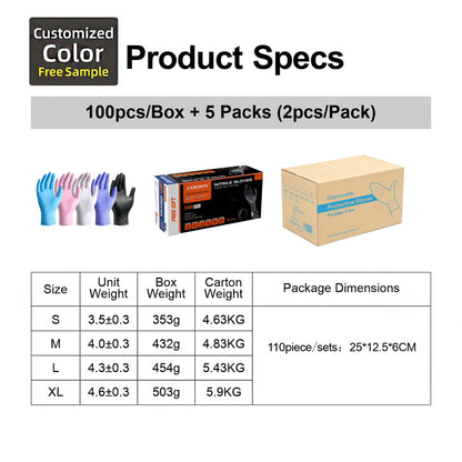 Anboson 5mil Nitrile Gloves with Secondary Dipping Disposable Guantes De Nitrilo for Salon Make up Tattoo and Laboratory Use
