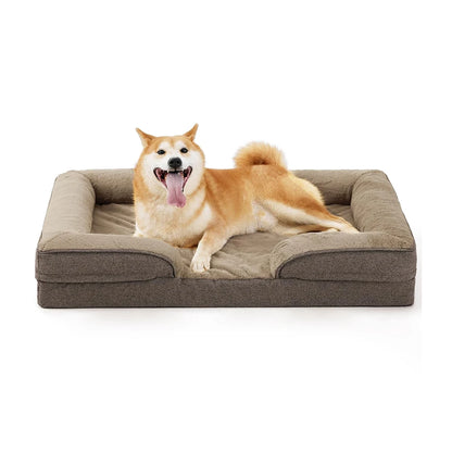 Large Orthopedic Dog Bed for Supportive Foam Pet Cushions Washable Removable Cover Egg-Crate Foam Waterproof Lining Bottom for