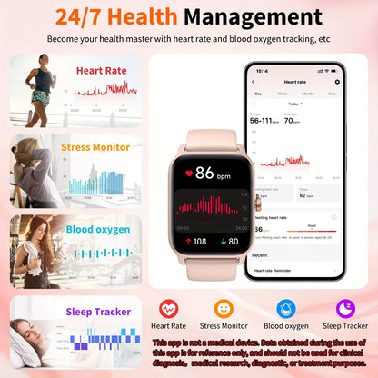 Smartwatch Gift for Men and Women, 1.8" HD Full Touch Screen, Make & Receive Calls, Message Notifications, 100+ Sports Modes