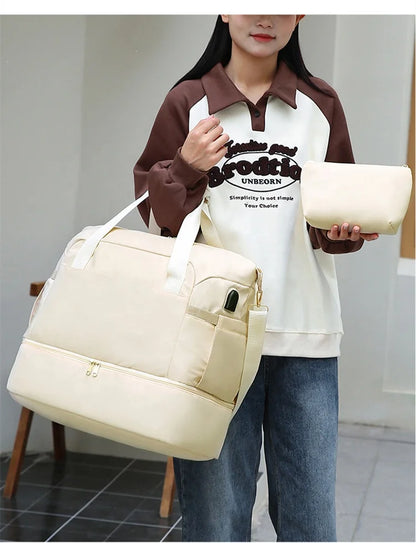 Custom LOGO Travel Luggage Bag With Shoes Compartment Sport Gym Duffel Bag Large Capacity Weekender Travel Handbag