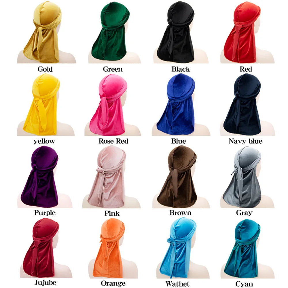 Elastic Satin Durag, Long Tail Pirate Cap for Men & Women, Silky Smooth Hair Wrap & Wave Builder
