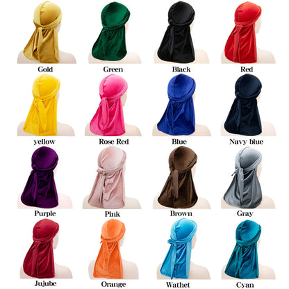 Elastic Satin Durag, Long Tail Pirate Cap for Men & Women, Silky Smooth Hair Wrap & Wave Builder