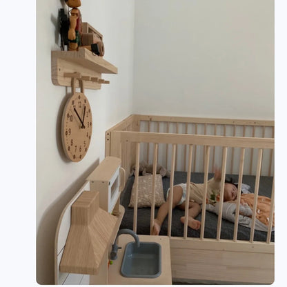 Wooden Silent Wall Clock Home Silent Wall Clock Children's Math Toy Silent Silent Eco-friendly Toy