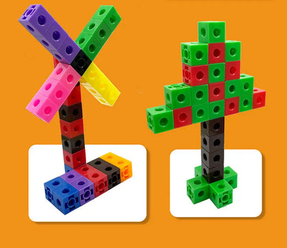 Montessori Rainbow Link Cubes Educational Toys Boxed Card Set Math Counting Learning Stacked Blocks Sensory Games Children Toys