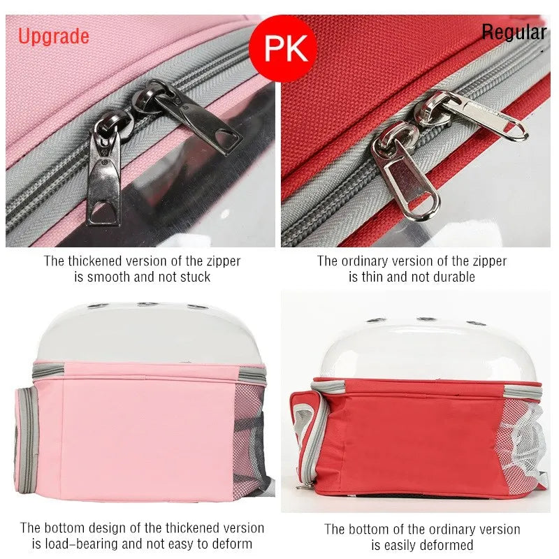 Portable Breathable Oxford Polyester Zipper Transparent Outside Cat Bag Pet Backpack Carrier for Cats