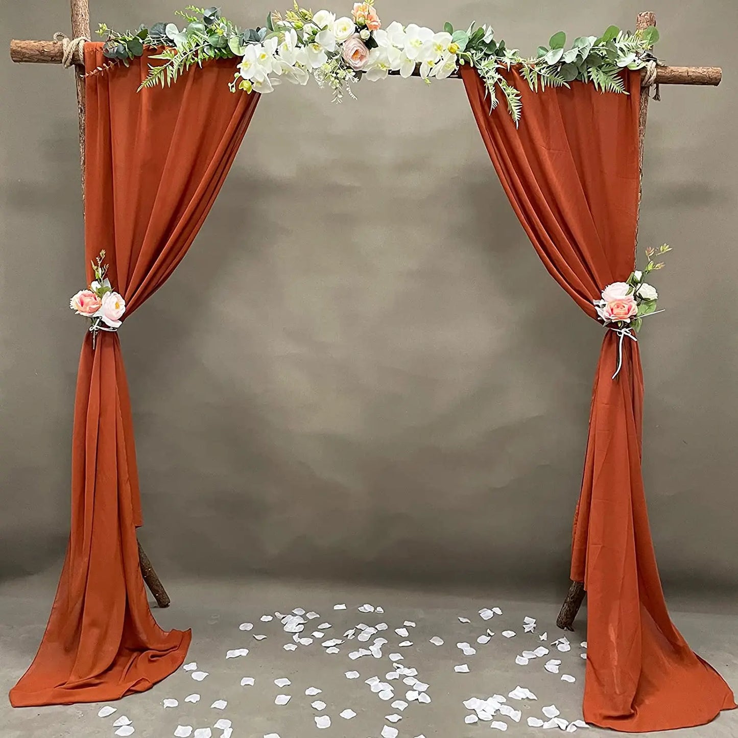 70X500cm Rust Chiffon Wedding Arch Draping Fabric Terracotta Solid Drapery Ceremony Reception Backdrop Curtain Party Swag Decor