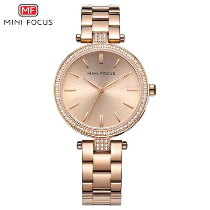 MINI FOCUS MF0039L Quartz Watch Design Luxury Waterproof Factory Alloy Case Stainless Steel / Leather Strap for Women Daily Use
