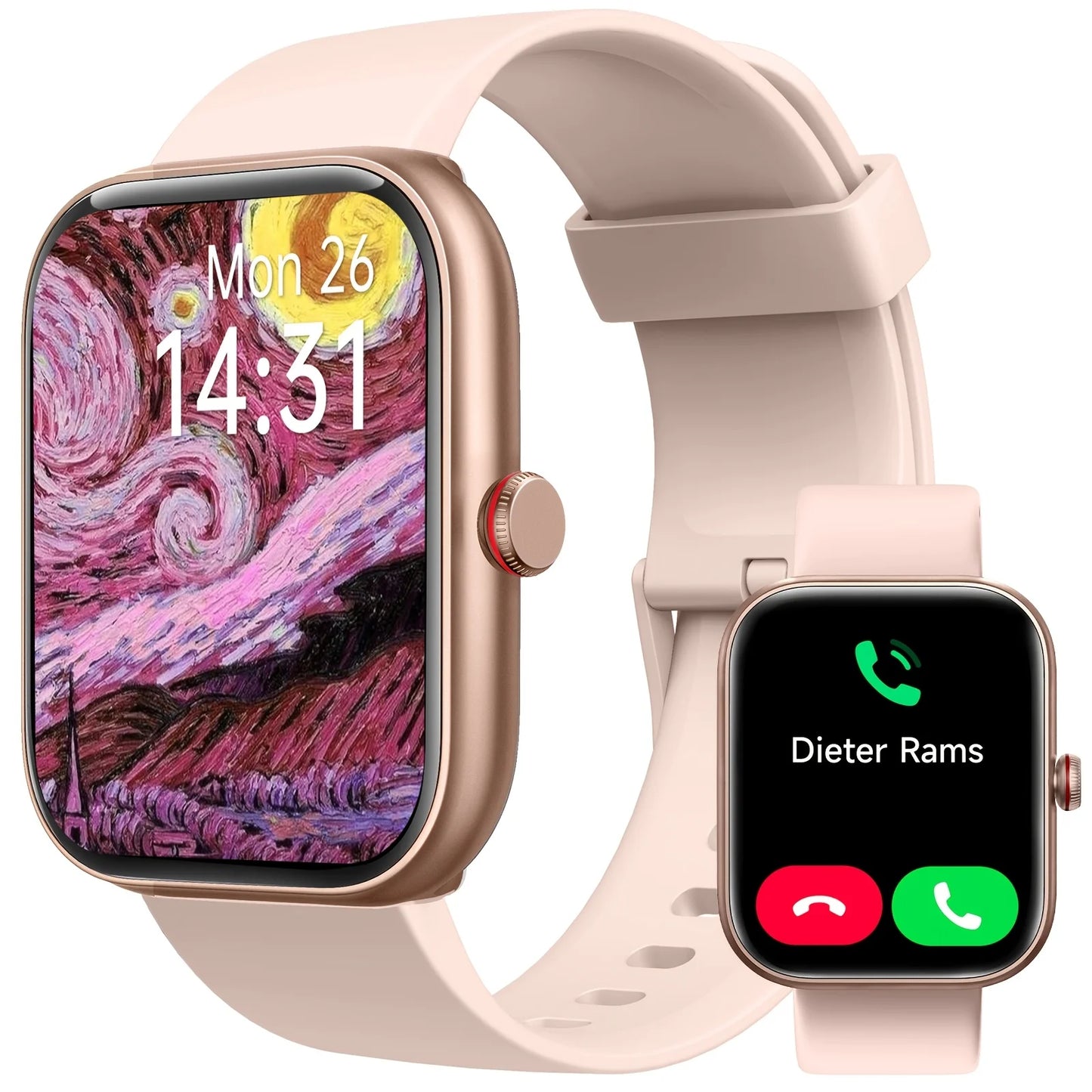 Valentine's Day Gift, FAWEIO Women's Smartwatch, Men's Wireless Calling,1.8-inch HD Touchscreen,Fitness Tracker,100+Sports Modes