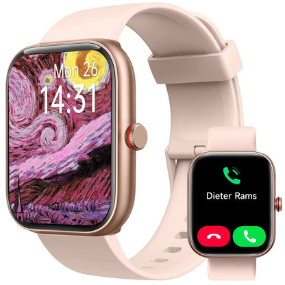 Valentine's Day Gift, FAWEIO Women's Smartwatch, Men's Wireless Calling,1.8-inch HD Touchscreen,Fitness Tracker,100+Sports Modes