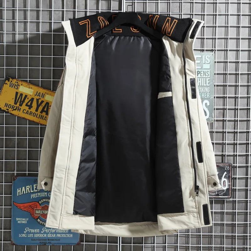 Couple Thick Hooded Long Men Winter Coats Duck Down Jacket Puffer Coat Men's Outdoor Down Coat Hooded Jacket