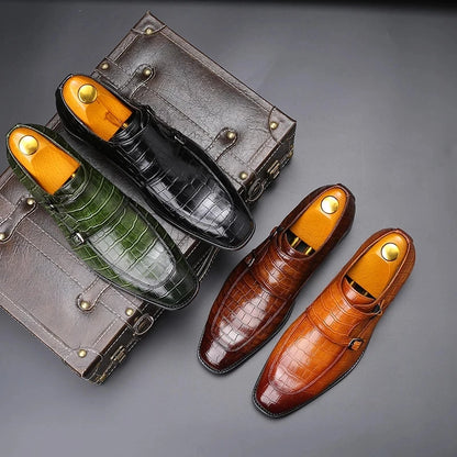 Men's Classic Solid Pattern Breathable Light Weight PU Upper Slip-On Formal Business Office & Career Shoes