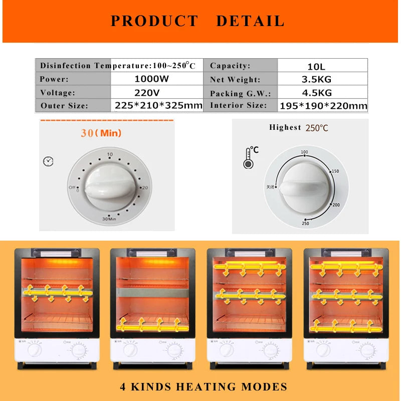 10L Nail Tool Sterilizer Large Capacity Multifunctional Dry High Temperature Sterilizer 1000W For Sterilizing Hair Salon Tool
