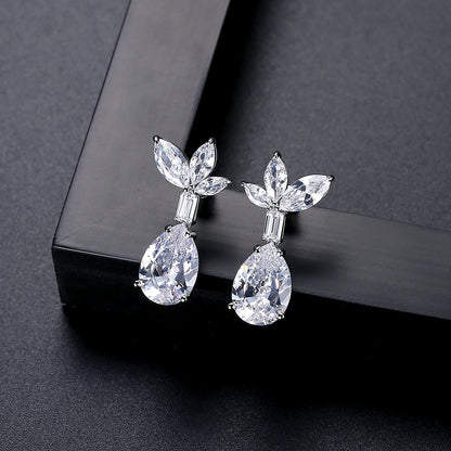 LUOTEEMI Accessoire Hochwertiger Candy Luxus Statement Statement Damen Brautschmuck Große Zirkonia Ohrringe