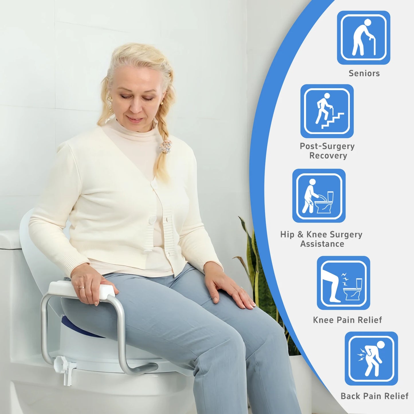 SUNCARE Rehabilitation Care Elderly Pregnant Women Bathroom Safety Commode Raised Toilet Seat Toilet Sear Raiser for Elderly