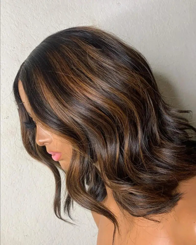 Highlight  Blonde Color13X4 Lace Frontal Human Hair Wig Glueless Bob Weave Wigs Short Bob Lace Front Wig for Women