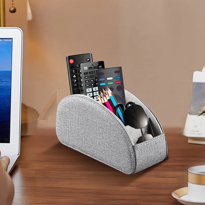 Faux Leather Remote Control Holder with 5 Compartments, Multifunctional Desktop Storage Box/Remote Organizer Caddy/Pen Case/Home