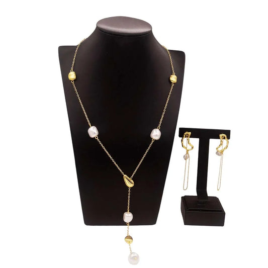 Zhuerrui Cheap African Gold Jewelry Sets Fashion Sweater Chain Jewelry Set Exquisite Women's Costume Accessories HV2301525
