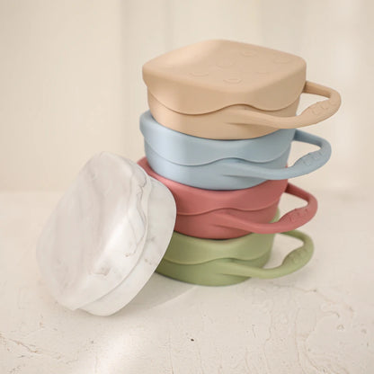 Baby Silicone Snack Cups for Toddlers Spill Proof Collapsible Toddle Portable Silicone Snack with Lids Baby food Storage Tank