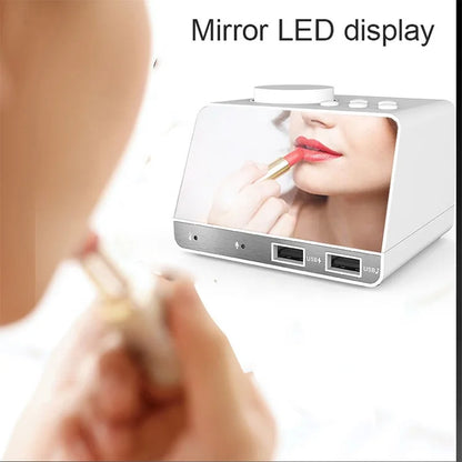 Alarm Clock for Hotels BT Speaker Creative Digital Music Desk Clock Display Radio with Dual USB Support U Disk TF Card FM