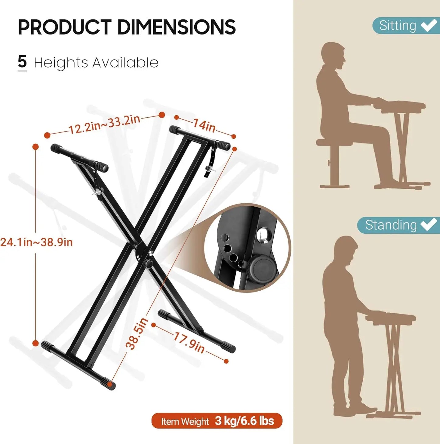 Wholesale Heavy -Duty Adjustable Digital Piano Keyboard Piano X-Frame Stand  Electric Piano  Stand