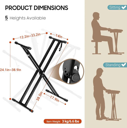 Wholesale Heavy -Duty Adjustable Digital Piano Keyboard Piano X-Frame Stand  Electric Piano  Stand